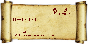 Uhrin Lili névjegykártya